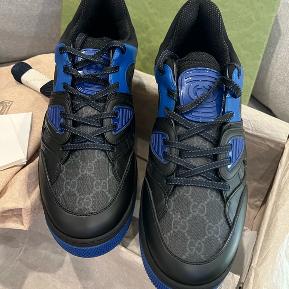 NEW Gucci Men’s Supreme GG Logo Blue Sneakers - Picture 5 of 13